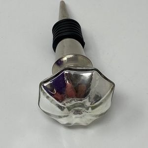 Silver Tone Metallic Glass Vintage Door Knob Style Wine Bottle Stopper